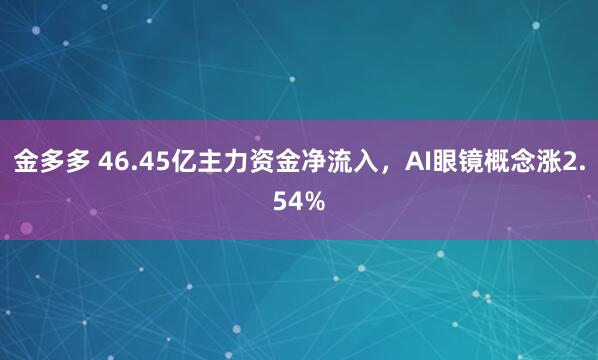 金多多 46.45亿主力资金净流入，AI眼镜概念涨2.54%